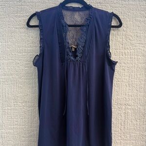Express Navy Sleeveless Lace Blouse